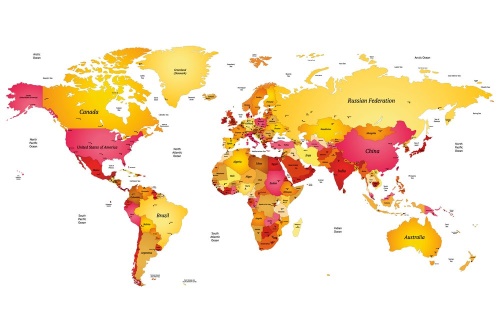Tapeta mapa sveta vo farbách