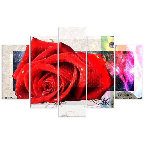 Obraz na plátně pětidílný Červené růže Květy Příroda