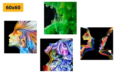 Set obrazov pestrofarebná abstrakcia