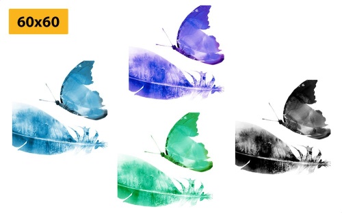 Set obrazov farebné motýle