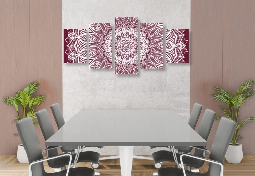 5-dielny obraz Mandala harmónie na ružovom pozadí