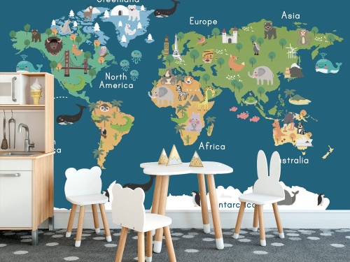 Tapeta mapa sveta pre deti