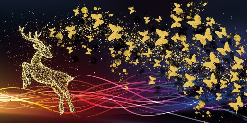 Obraz nádherný jeleň s motýľmi