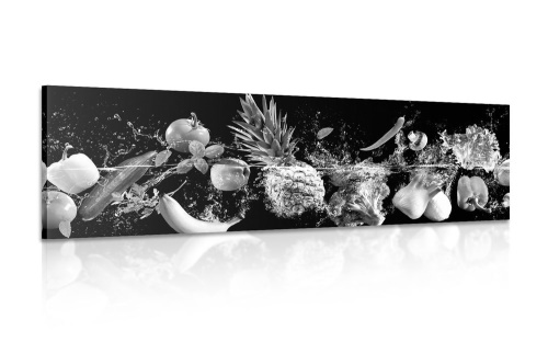 Obraz organické ovocie a zelenina v čiernobielom prevedení