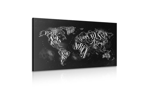 Obraz trendová čiernobiela mapa sveta