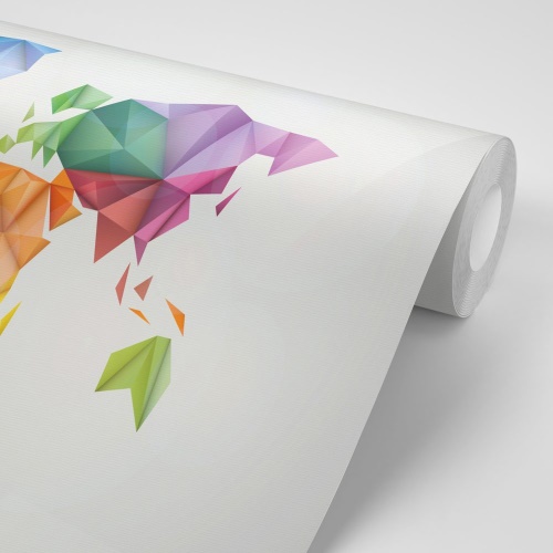 Samolepiaca tapeta farebná mapa sveta v štýle origami