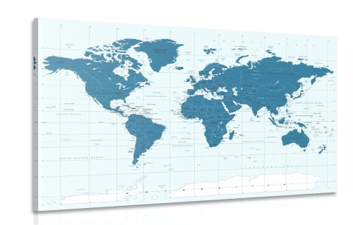 Obraz politická mapa sveta v modrej farbe