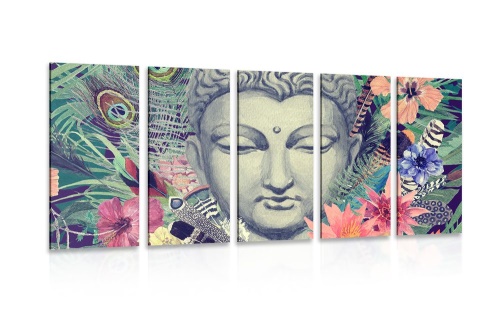 5-dielny obraz Budha na exotickom pozadí