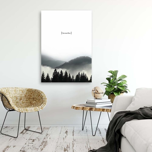 Obraz na plátně Forest Mountain Black White