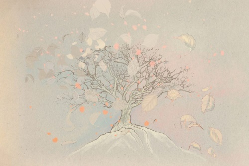 Tapeta kreslený jesenný strom