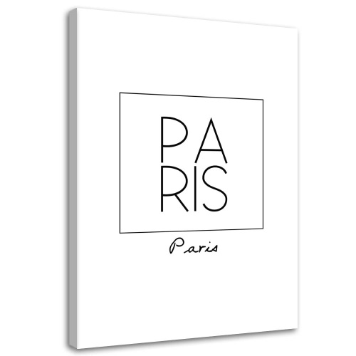 Obraz na plátně s černobílým nápisem Paris