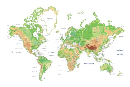 Obraz klasická mapa sveta s bielym pozadím