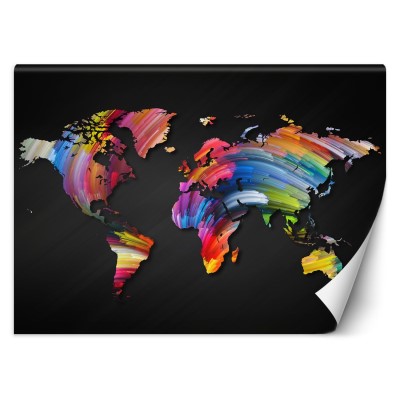 Fototapeta, Barevná mapa světa v pastelových barvách - 100x70 cm