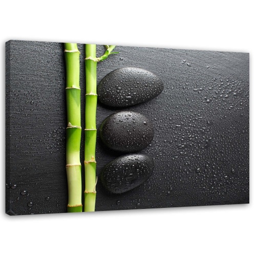 Obraz na plátně Bambusové Zenové Kameny Černá