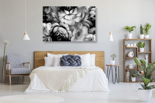 Obraz impresionistický svet kvetín v čiernobielom prevedení