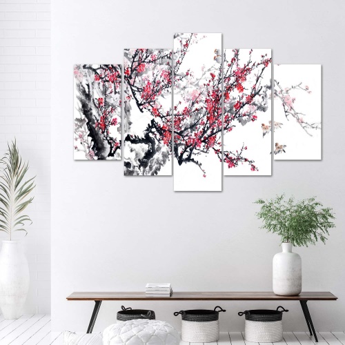 Obraz na plátně pětidílný Japonský třešňový květ