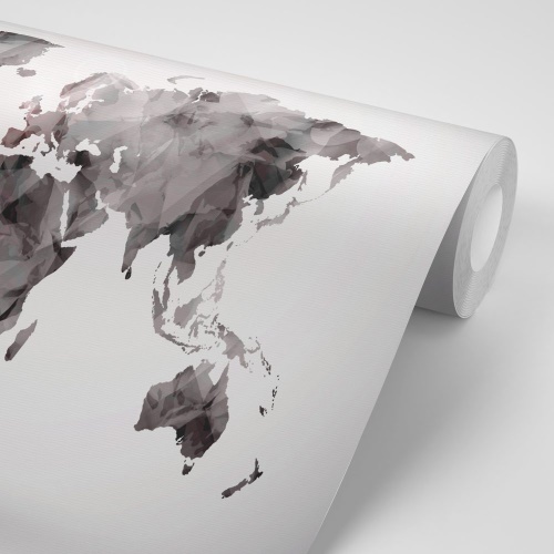 Tapeta polygonálna mapa sveta v čiernobielom
