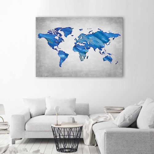 Obraz na plátně Mapa světa modrá