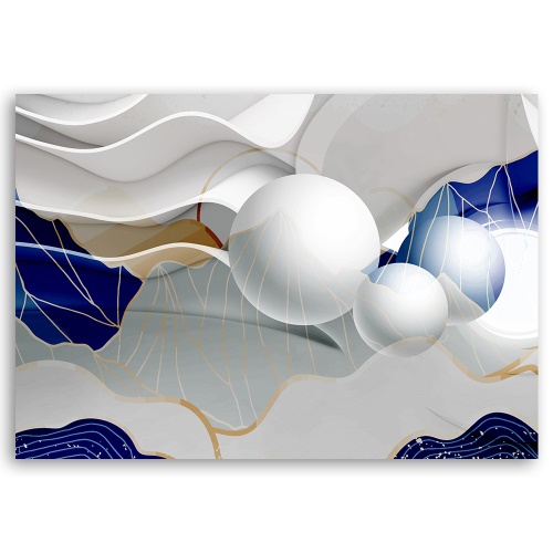 Obraz na plátně, Modrá abstrakce s 3D koulemi