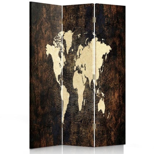 Ozdobný paraván, Mapa světa na tmavých deskách