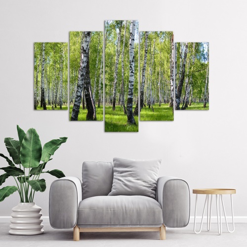 Obraz na plátně pětidílný Březový les
