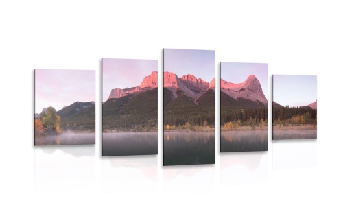 5-dielny obraz západ slnka nad Dolomitmi