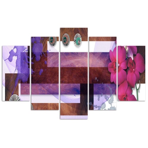 Obraz na plátně pětidílný Abstraktní orchidej Lilac