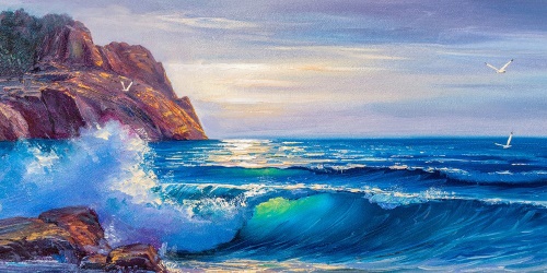 Obraz morské vlny na pobreží
