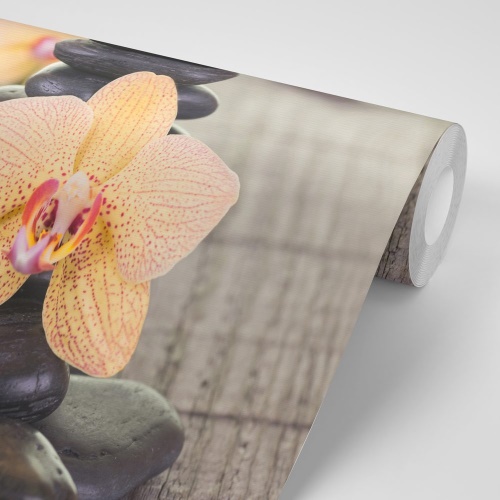 Samolepiaca fototapeta orchidea a Zen kamene