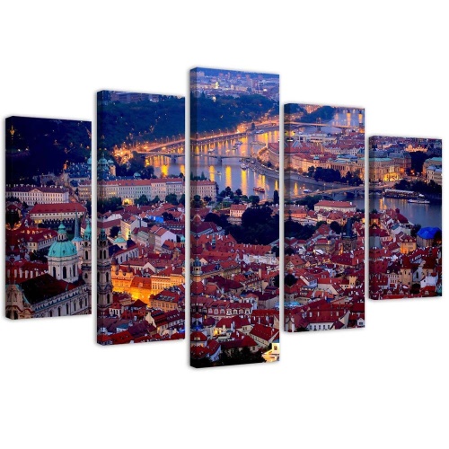 Obraz na plátně pětidílný Mosty města Prahy