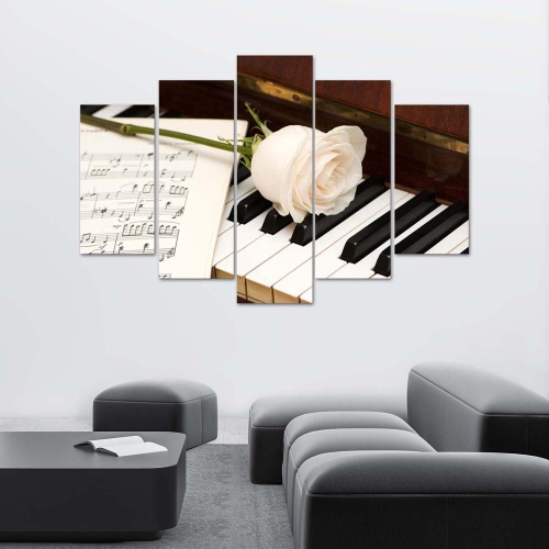 Obraz na plátně pětidílný Rose klavírní noty