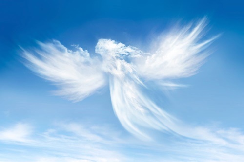 Samolepiaca tapeta podoba anjela v oblakoch