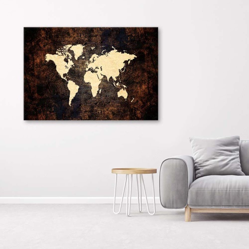 Obraz na plátně Hnědá mapa světa
