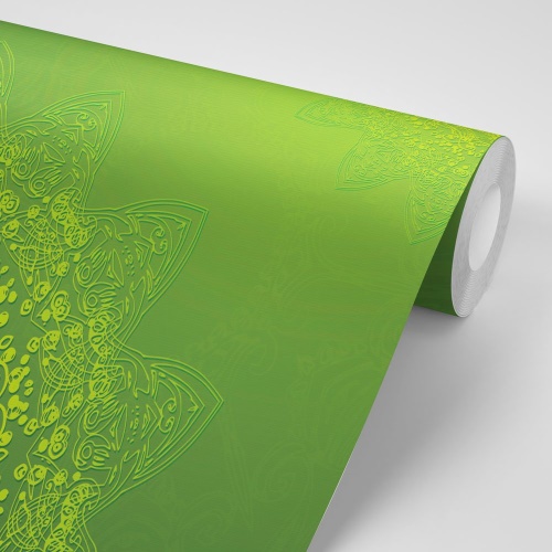 Samolepiaca tapeta moderné prvky Mandaly v zelenej