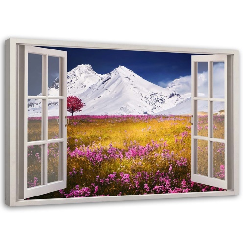 Obraz na plátně Pohled z okna Květná hora Laka