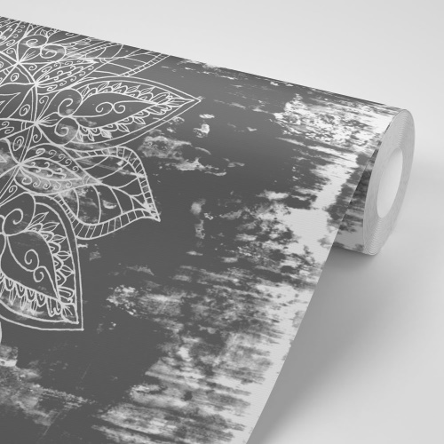 Samolepiaca tapeta textúra Mandaly v čiernobielom