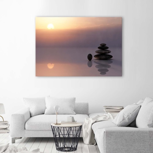 Obraz na plátně, Zenové kameny při západu slunce