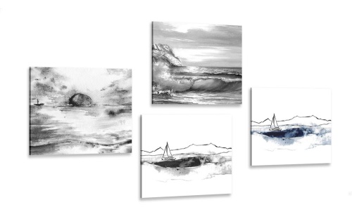 Set obrazov more v imitácii olejomaľby