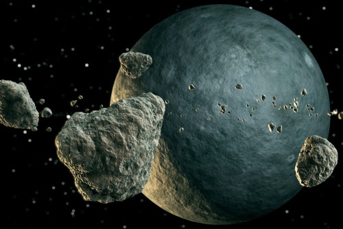 Obraz meteority v okolí planéty