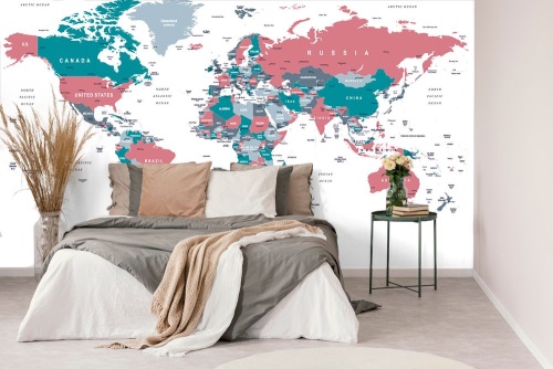 Samolepiaca tapeta mapa sveta s pastelovým nádychom