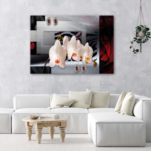 Obraz na plátně Abstraktní orchideje Bílá