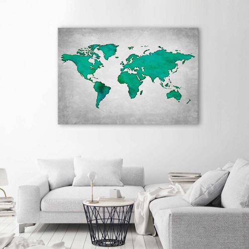 Obraz na plátně Mapa světa Tyrkysová