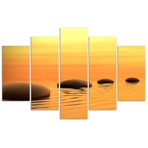Obraz na plátně pětidílný Zen Spa Kameny Voda Žlutá