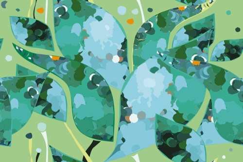 Tapeta záhradná abstrakcia listov - 75x1000 cm