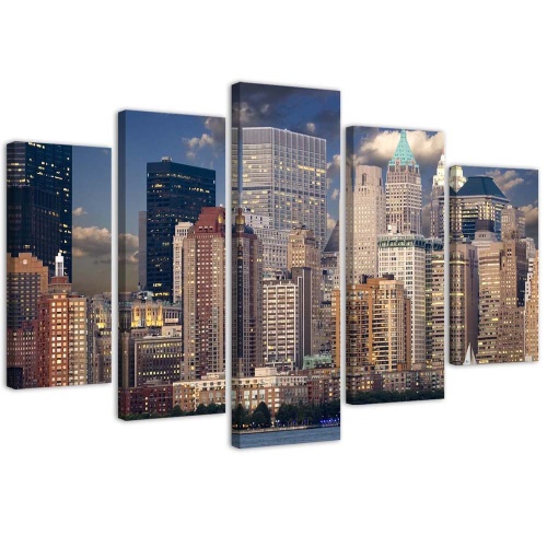 Obraz na plátně pětidílný Panorama města New York