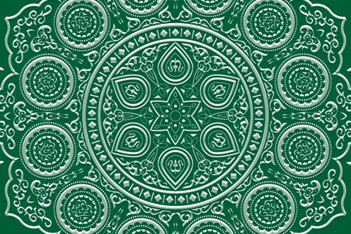 Tapeta jemná etnická Mandala v zelenom prevedení