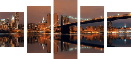 5-dielny obraz odraz Manhattanu vo vode