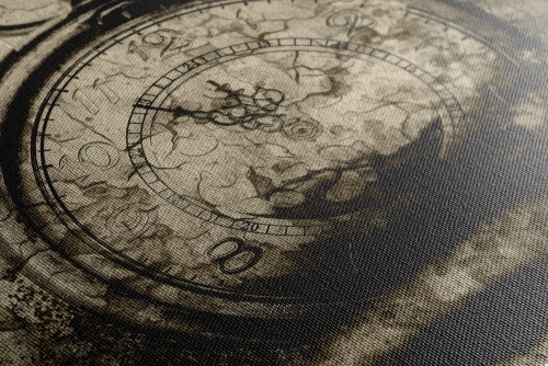 Obraz starožitné hodiny v sépiovom prevedení