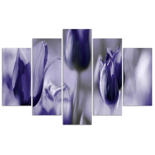 Obraz na plátně pětidílný Tulipán květ fialový