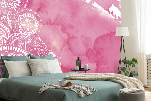 Tapeta Mandala ružový akvarel